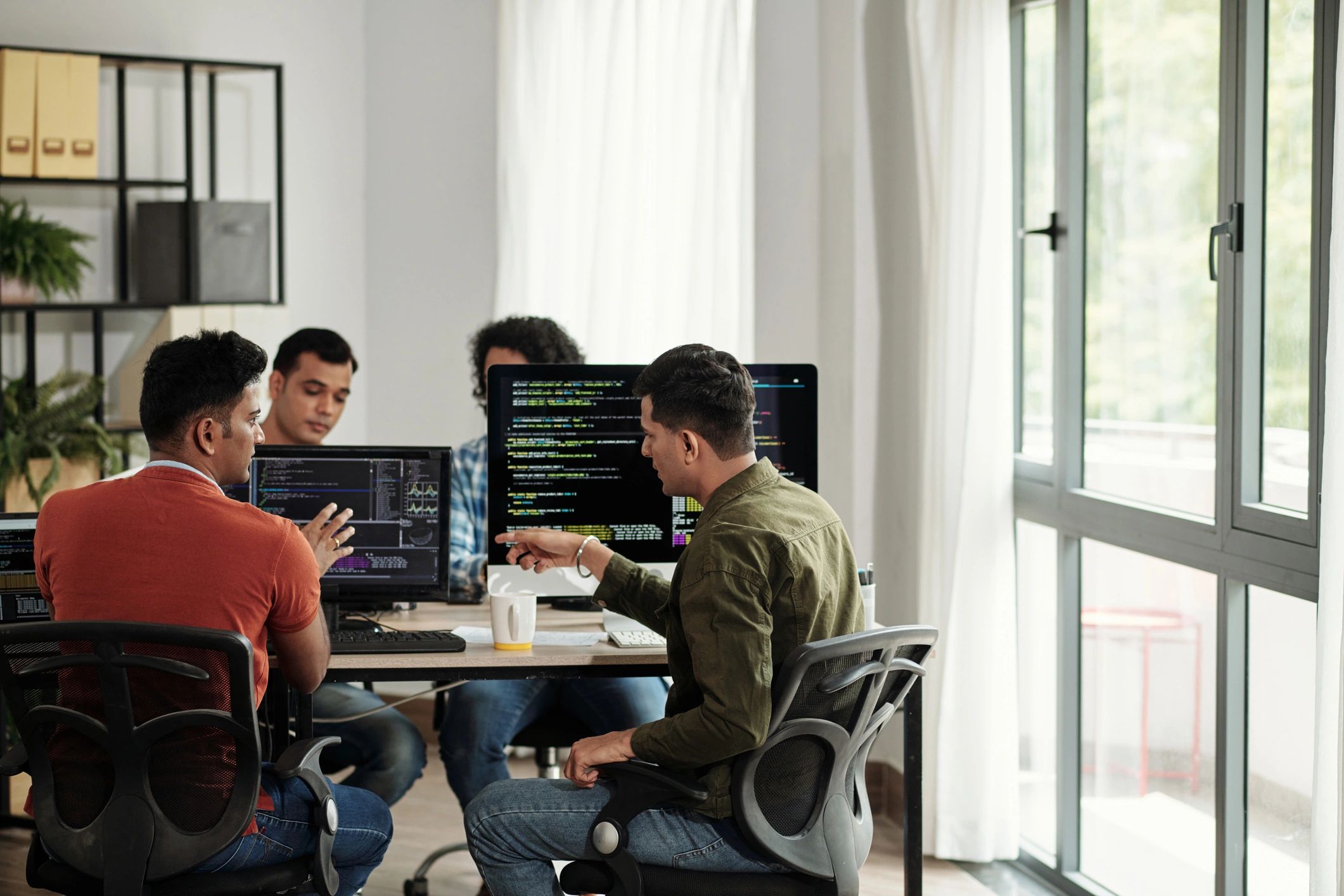 Software team discussing product strategy