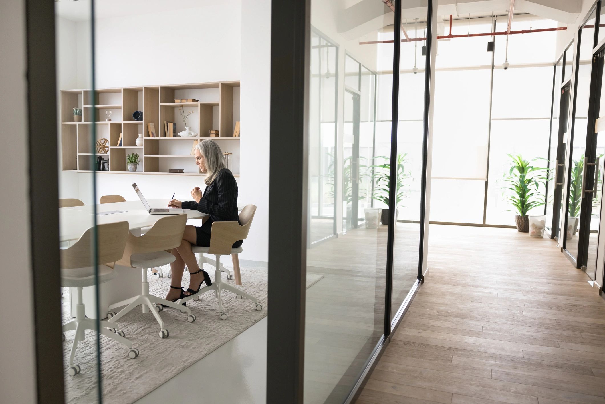 Professional woman smiling in an office