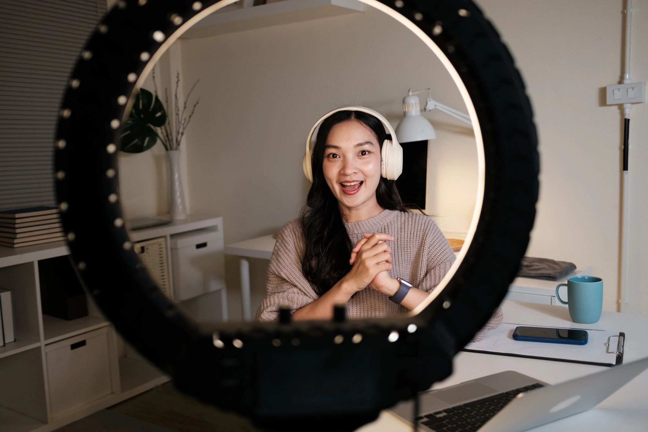 Content creator writing and recording video content